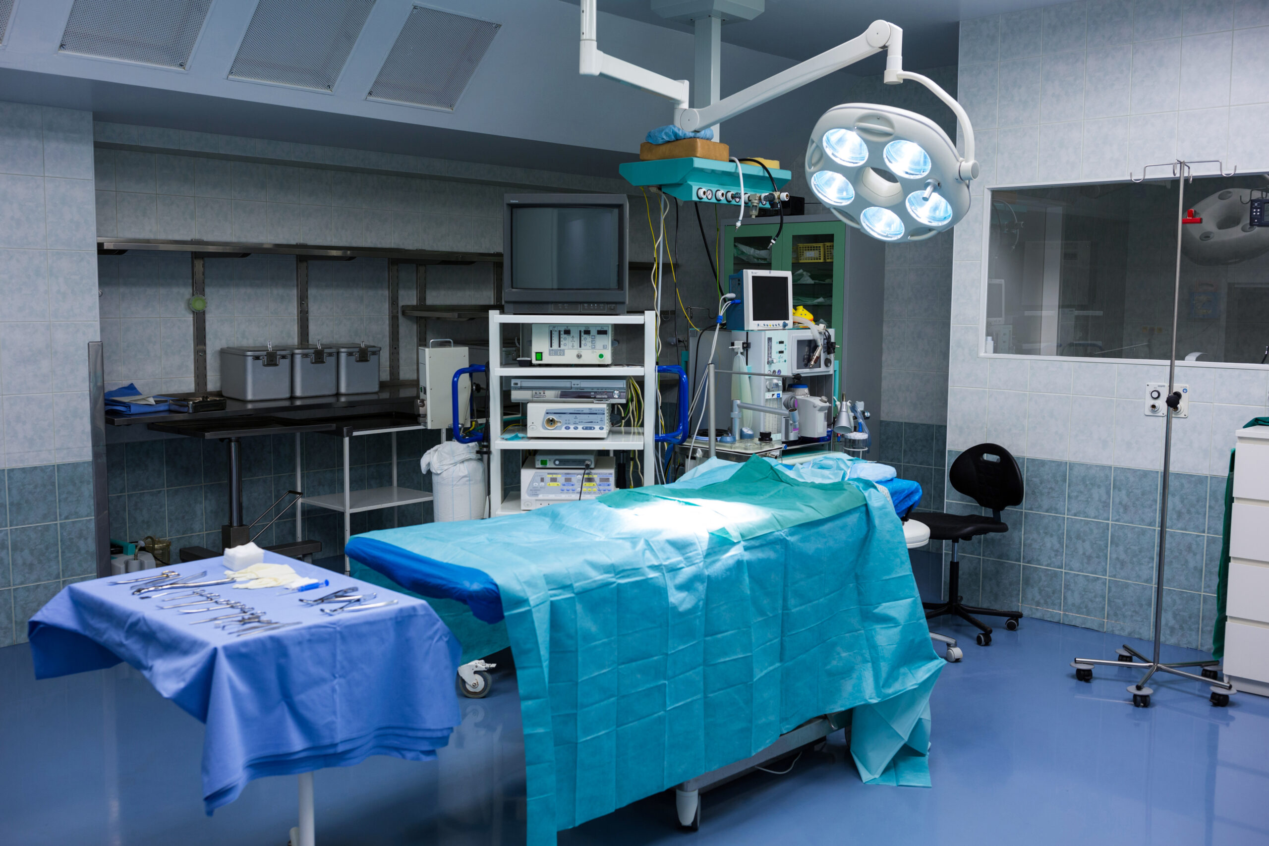 Interior view of operating room Interior view of operating room in hospital